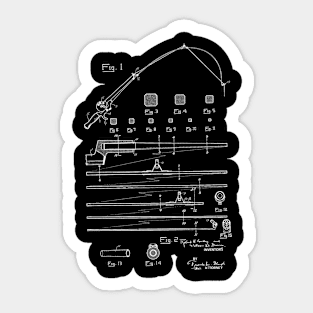 Fishing Rod Vintage Patent Hand Drawing Sticker